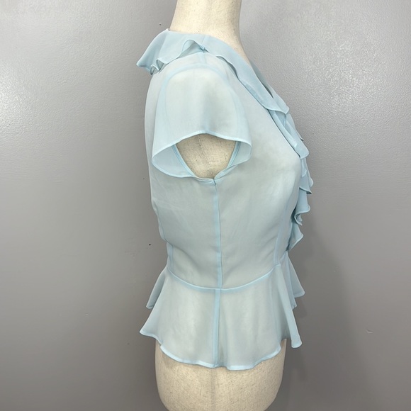 VTG VS Light Blue Sheer Peplum Ruffled Top - Picture 5 of 6